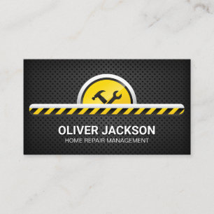 Construction Stripes Hammer and Wrench Business Card