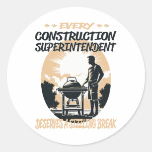 Construction Superintendent Funny Bbq Chef Or Gril Classic Round Sticker