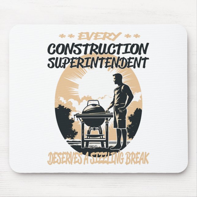 Construction Superintendent Funny Bbq Chef Or Gril Mouse Pad (Front)
