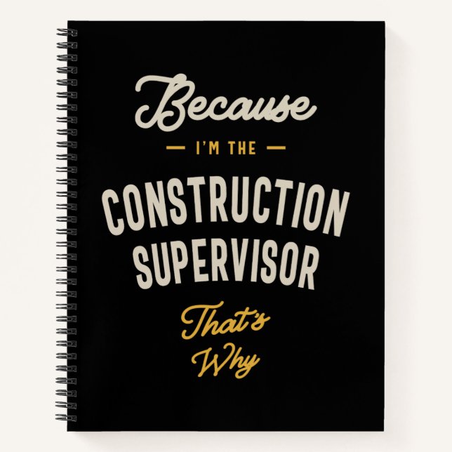 Construction Supervisor Job Title Profession Noteb Notebook (Front)