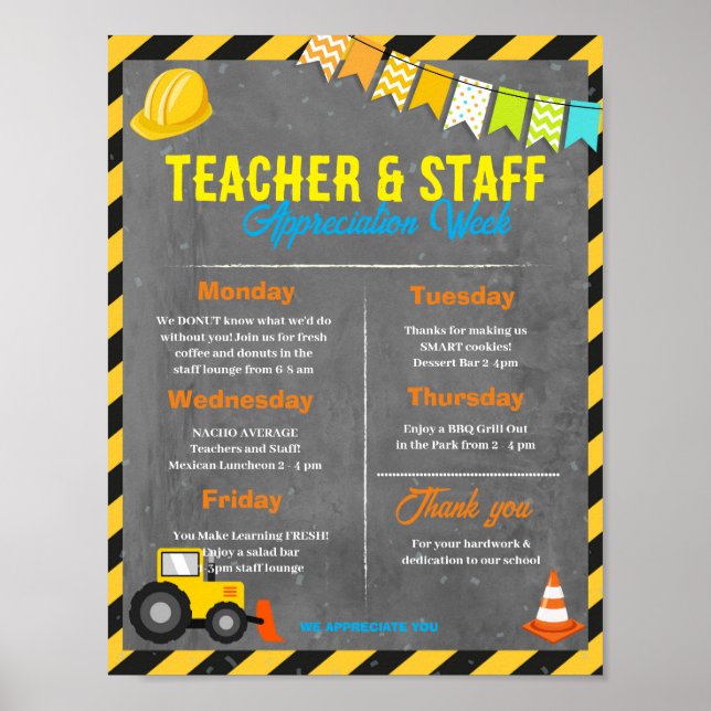 Construction Teacher Staff Appreciation template Poster (Front)