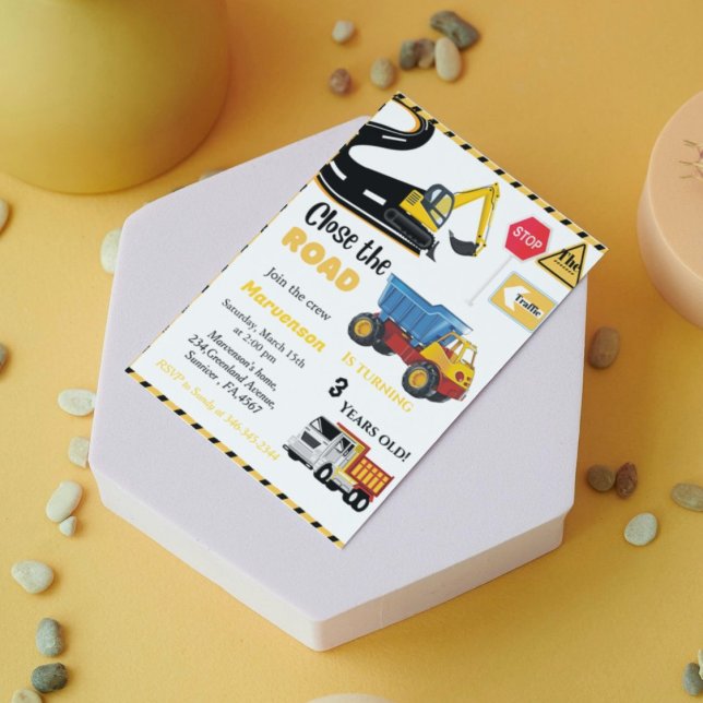 Construction Theme boy Birthday party Dump Truck Invitation (Creator Uploaded)
