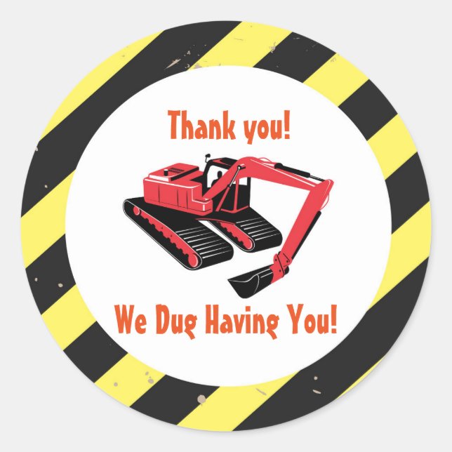 Construction Theme Classic Round Sticker (Front)