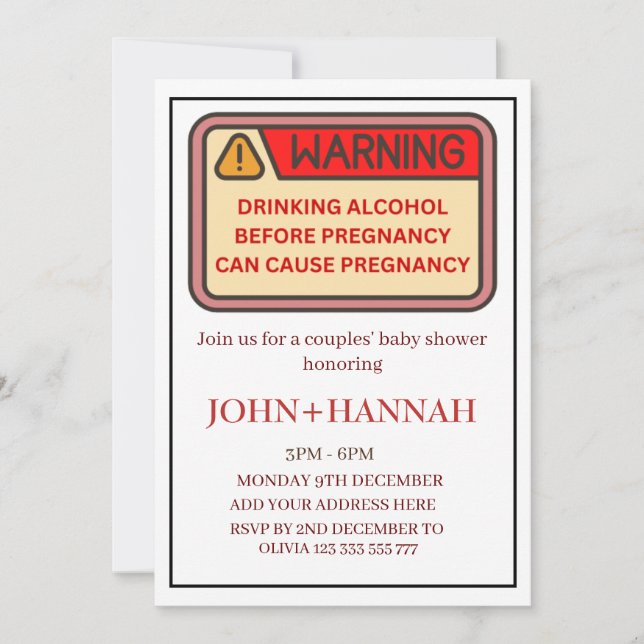 Construction Theme Couples Funny Co-ed Baby Shower Invitation (Front)