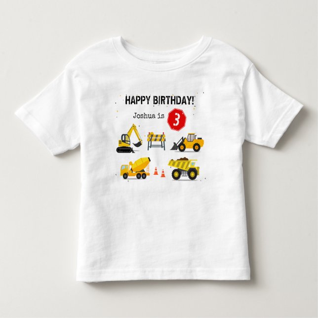 Construction Theme Dump Truck Kids Birthday Toddler T-Shirt (Front)