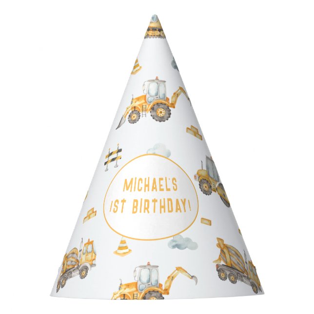 Construction Theme Party Hat (Front)