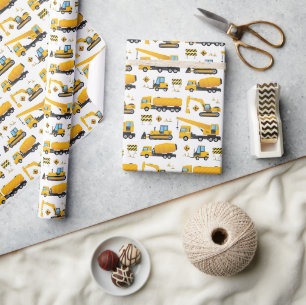 Construction Theme Vehicles Pattern Party Gifts Wrapping Paper
