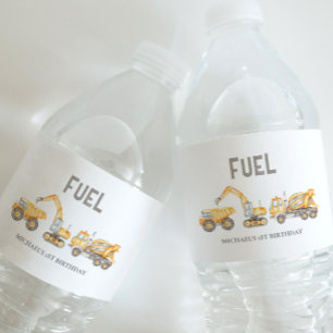 Construction Theme  Water Bottle Label
