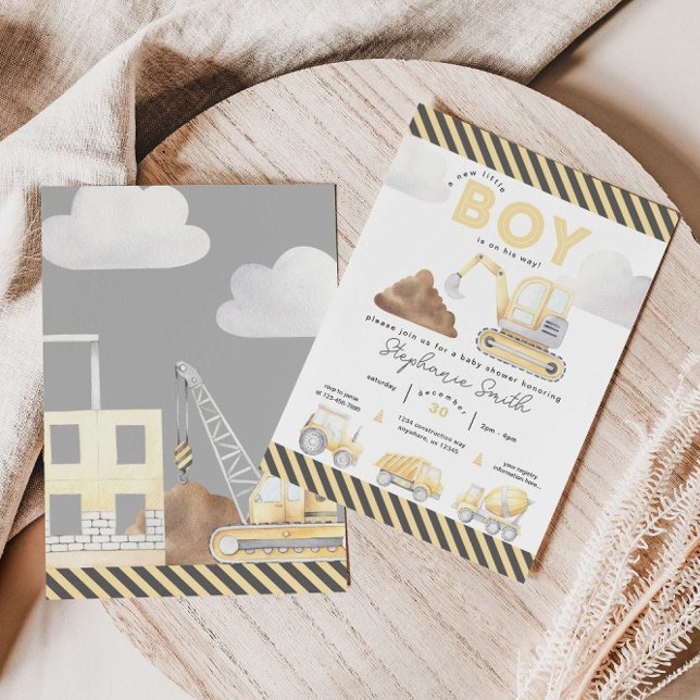 Construction Themed Boy Baby Shower  Invitation (Creator Uploaded)