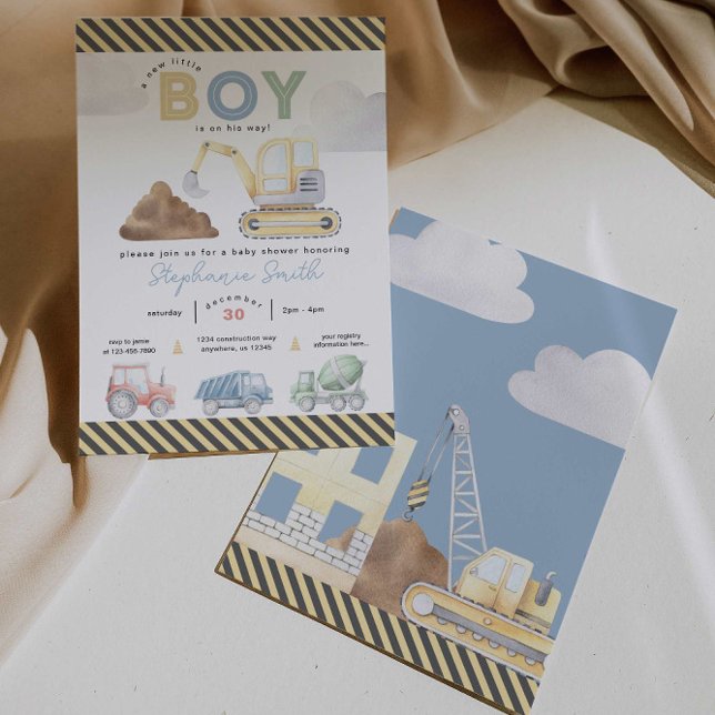 Construction Themed Boy Baby Shower  Invitation (Creator Uploaded)