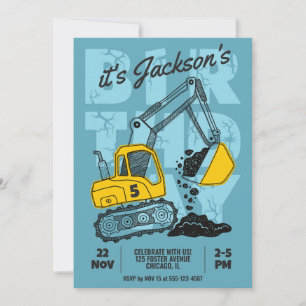 Construction Themed Child Birthday Party Invitation