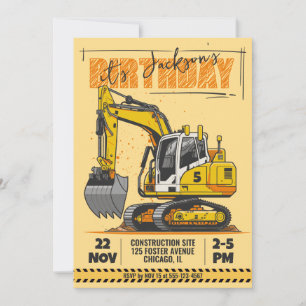 Construction Themed Child Birthday Party Invitation