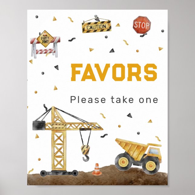 Construction-themed Favours: Birthday Adventure Poster (Front)