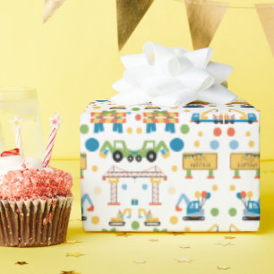 Construction Themed Gift Wrapping Paper
