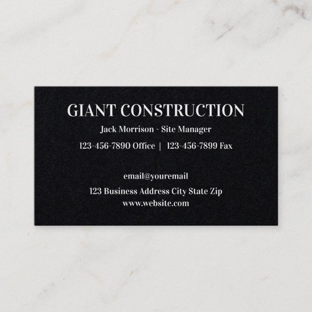 Construction Thick Business Cards Design Template (Front)