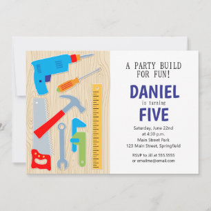 Construction Tool Birthday Party Invitation