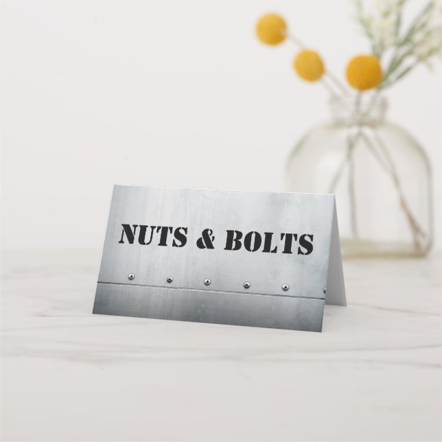 Construction & Tool Party Food Labels Place Card (Front)