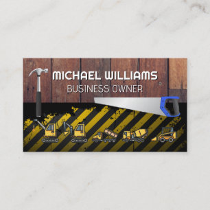 Construction Tools and Vehicles Business Card