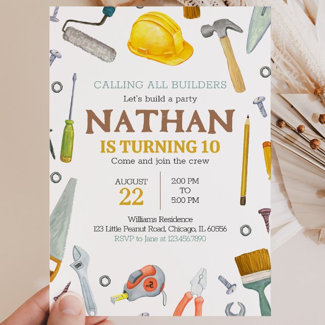 Construction Tools Birthday Invitation (Creator Uploaded)