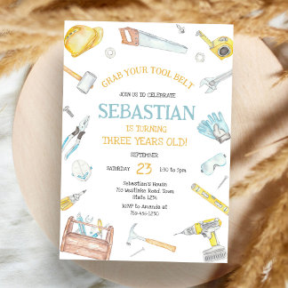 Construction Tools Birthday Invitation