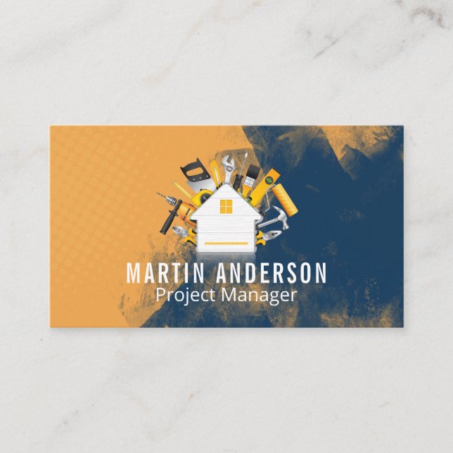 Construction Tools | Builder Contractor Logo Business Card (Front)