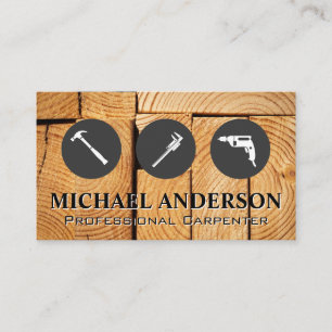 Construction Tools   Cut Wood Business Card
