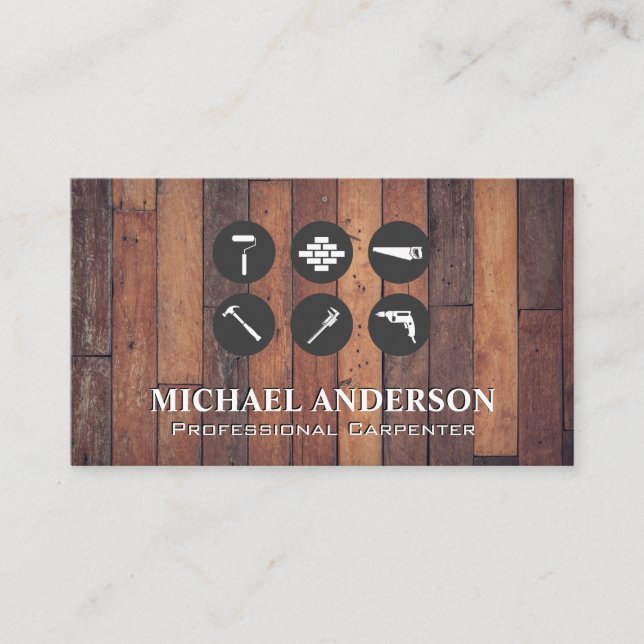 Construction Tools | Hardwood Business Card (Front)