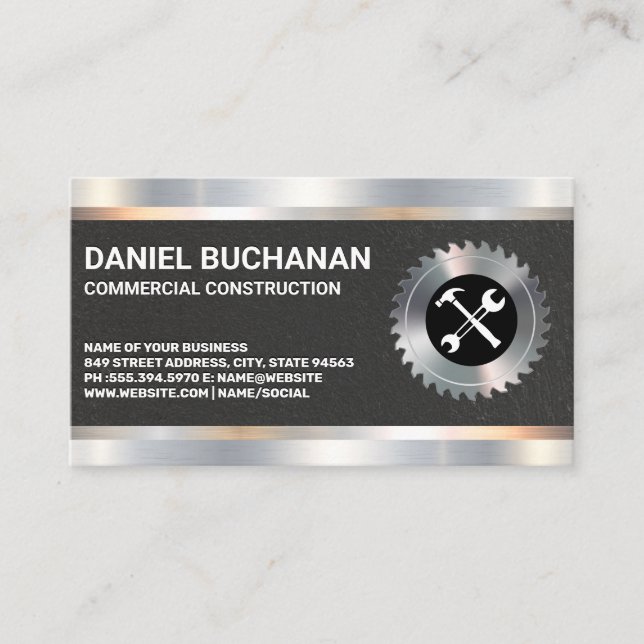 Construction Tools | Metallic Trim Business Card (Front)