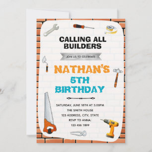 Construction  tools party invitation