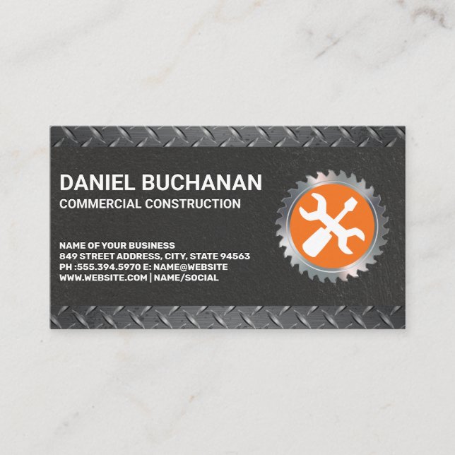 Construction Tools | Plated Steel | Builder Tools Business Card (Front)