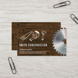 Construction Tools wood Table Business Card