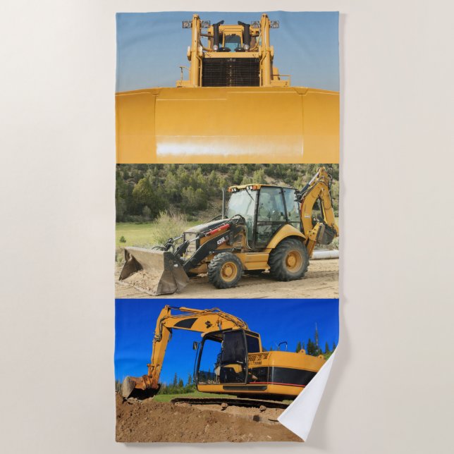 Construction Tractors Beach Towel (Front)