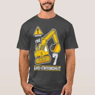 Construction Truck 7th Birthday 7 Years Old T-Shirt