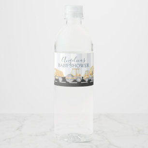Construction Truck Baby Shower Birthday Water Bott Bottle Label