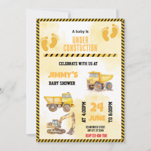 Construction Truck Baby Shower Invitation