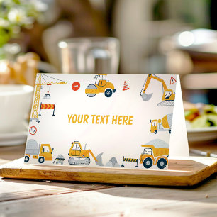Construction Truck Birthday Food Tent Place Card