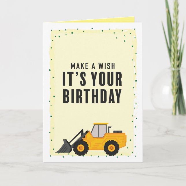 Construction Truck Birthday Greeting Card (Front)
