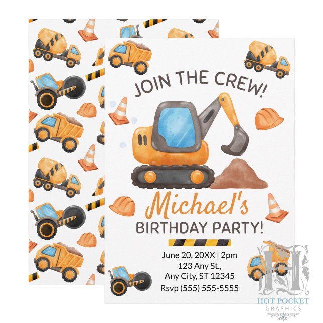 Construction Truck Birthday Invitation (Creator Uploaded)