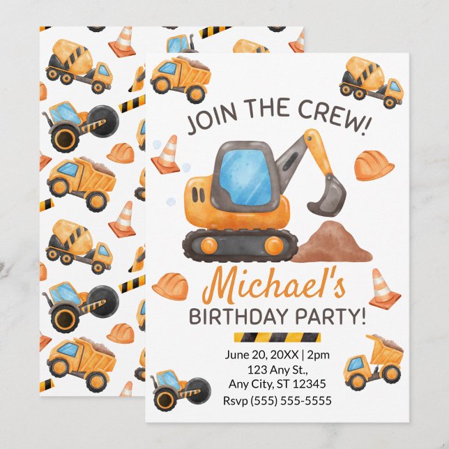 Construction Truck Birthday Invitation (Creator Uploaded)