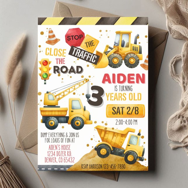 Construction Truck Birthday Invitation (Creator Uploaded)