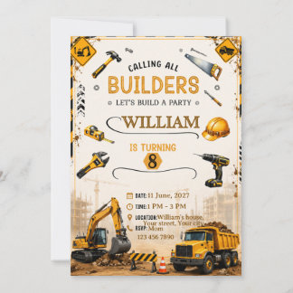 Construction Truck Birthday Invitation | Personali