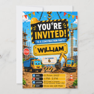 Construction Truck Birthday Invitation   Personali