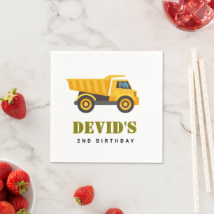 construction truck Birthday Napkin