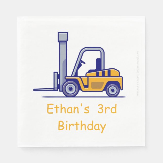 Construction Truck Birthday Napkins (Front)