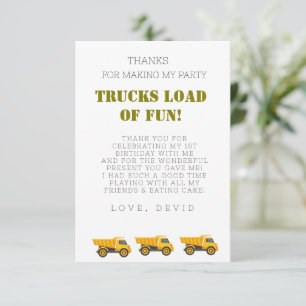 Construction Truck Birthday Note Card
