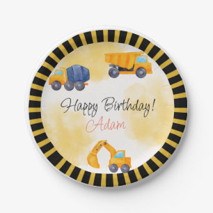 Construction Truck Birthday Paper Plate