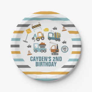 Construction Truck Birthday Paper Plates
