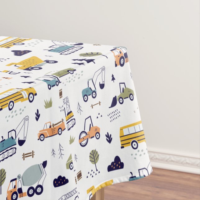 Construction Truck Birthday Party Decoration Tablecloth (In Situ)