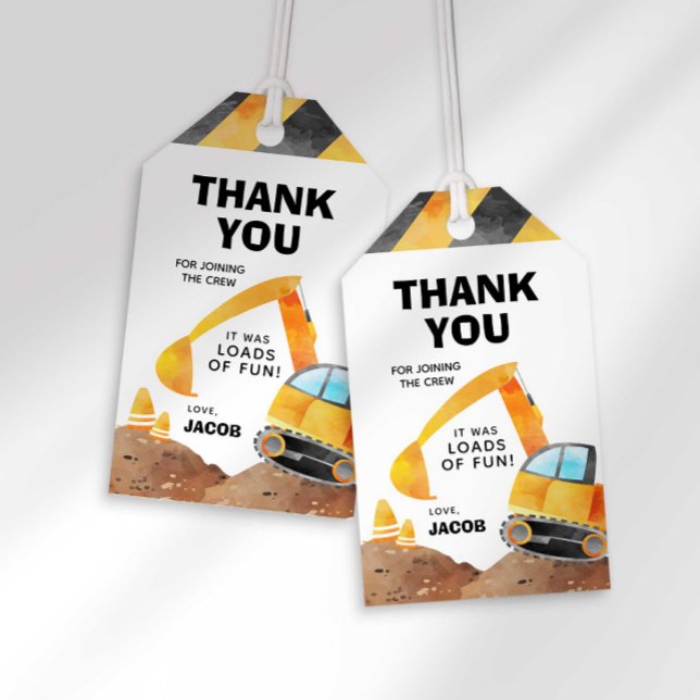 Construction Truck Birthday Party Favour Tag (Creator Uploaded)