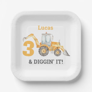 Construction Truck Birthday Party Paper Plate
